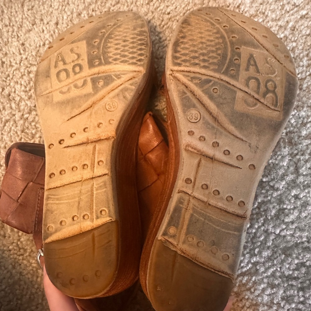 A.S.98 Nasser Platform Sandals Sz EU39 US 8.5-9 Whiskey Brown Soft Leather Wedge - Picture 4 of 5